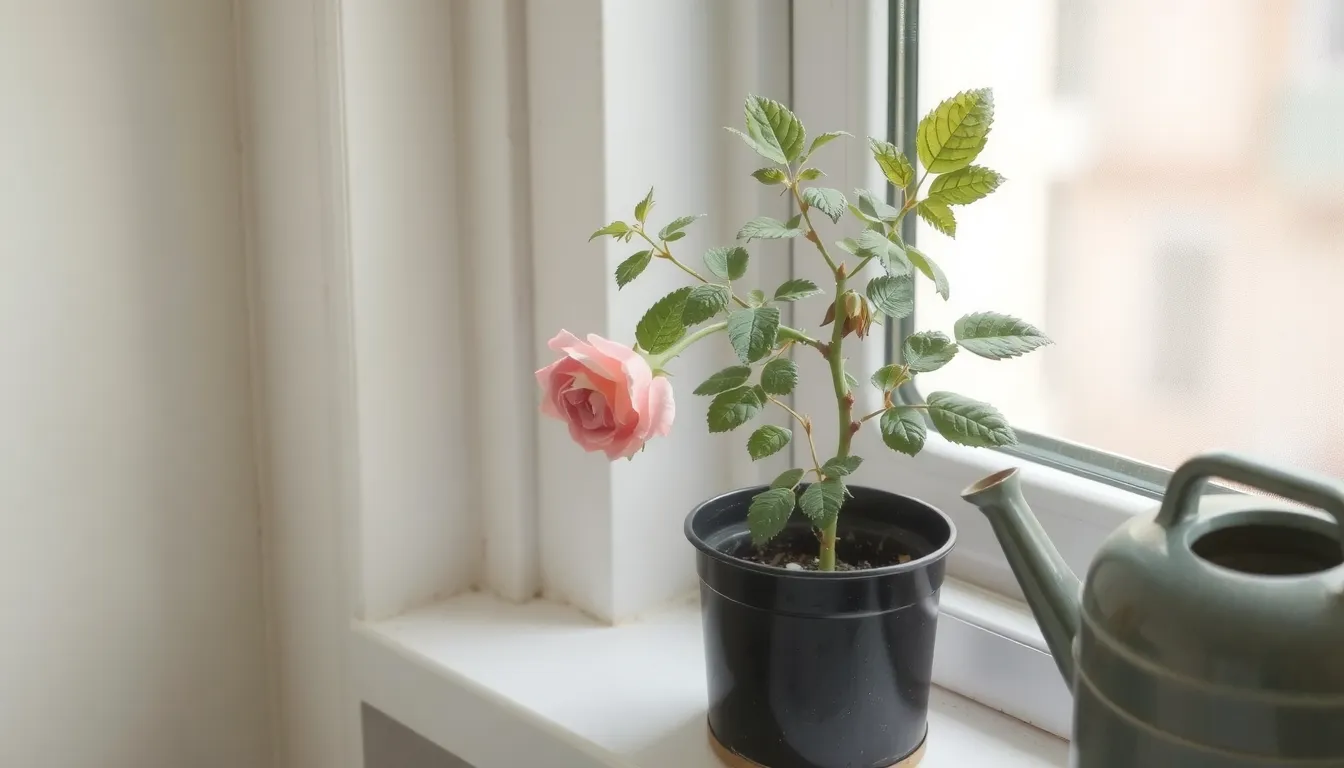 mini rosier en pot appartement